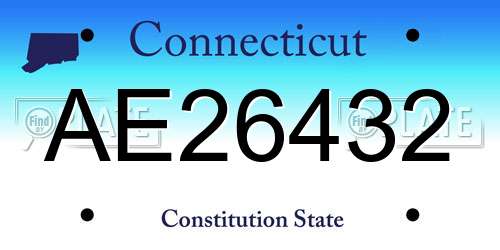 AE26432 Connecticut License Plate