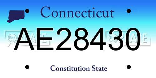 AE28430 Connecticut License Plate