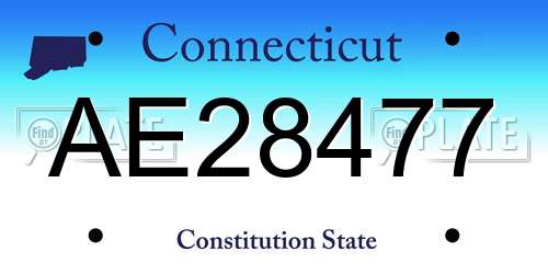 AE28477 Connecticut License Plate