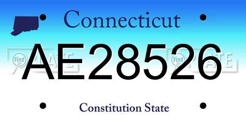 AE28526 Connecticut License Plate