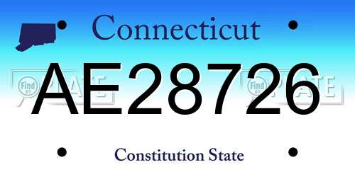 AE28726 Connecticut License Plate