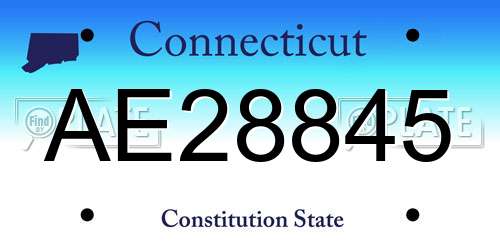 AE28845 Connecticut License Plate