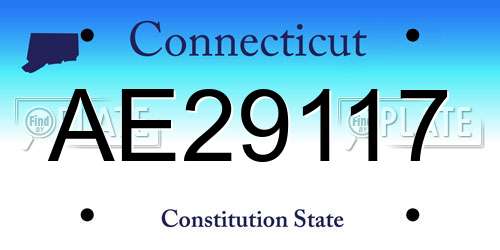 AE29117 Connecticut License Plate