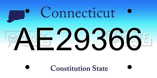AE29366 Connecticut License Plate