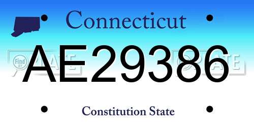AE29386 Connecticut License Plate