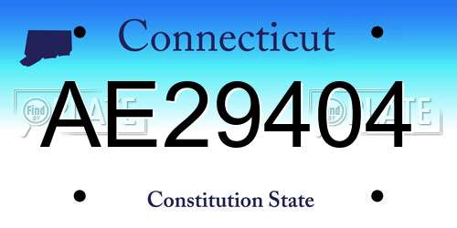 AE29404 Connecticut License Plate