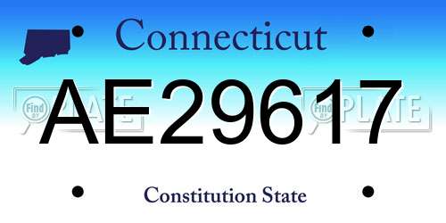 AE29617 Connecticut License Plate
