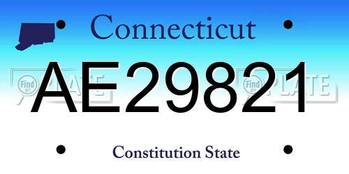 AE29821 Connecticut License Plate