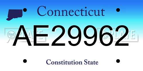 AE29962 Connecticut License Plate