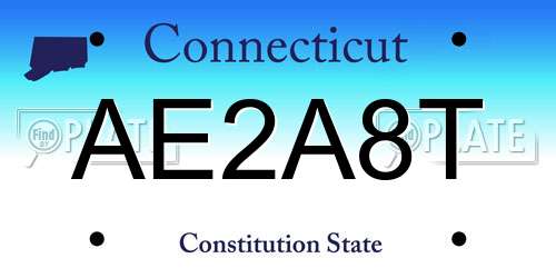 AE2A8T Connecticut License Plate