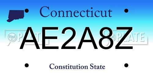 AE2A8Z Connecticut License Plate