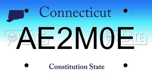 AE2M0E Connecticut License Plate