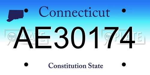 AE30174 Connecticut License Plate