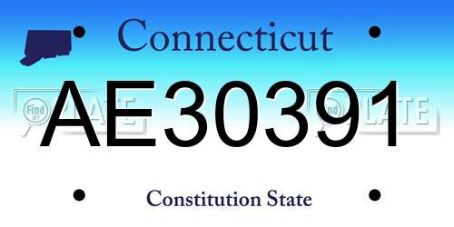 AE30391 Connecticut License Plate