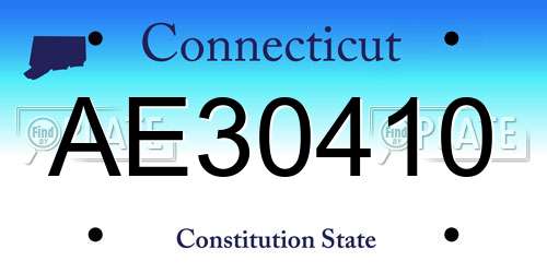 AE30410 Connecticut License Plate