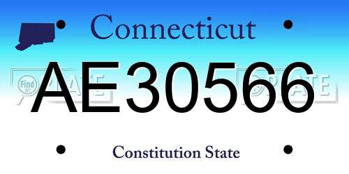 AE30566 Connecticut License Plate