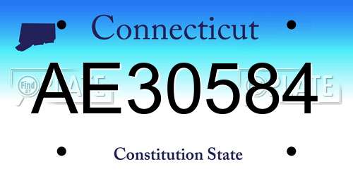 AE30584 Connecticut License Plate