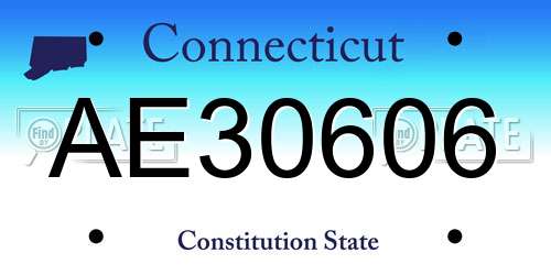 AE30606 Connecticut License Plate