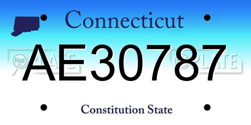 AE30787 Connecticut License Plate