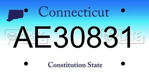 AE30831 Connecticut License Plate