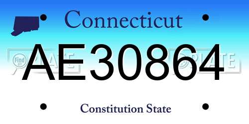 AE30864 Connecticut License Plate