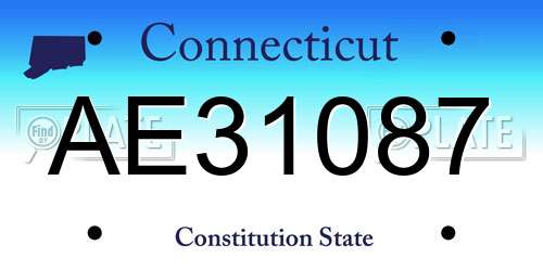 AE31087 Connecticut License Plate