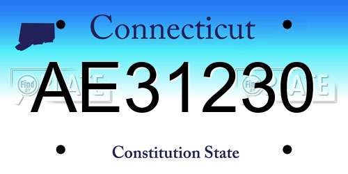 AE31230 Connecticut License Plate