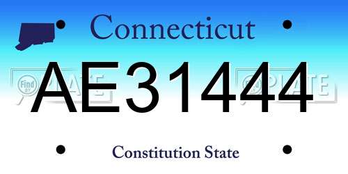 AE31444 Connecticut License Plate