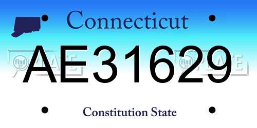 AE31629 Connecticut License Plate