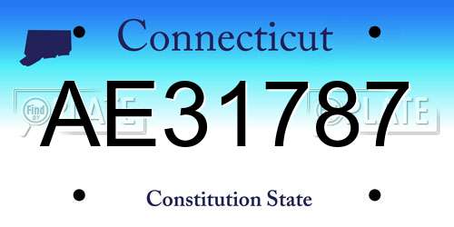 AE31787 Connecticut License Plate