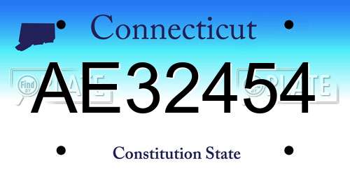 AE32454 Connecticut License Plate