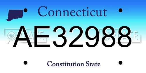 AE32988 Connecticut License Plate