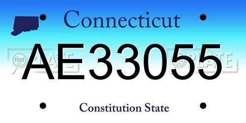 AE33055 Connecticut License Plate