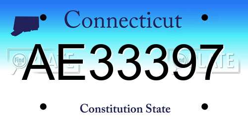 AE33397 Connecticut License Plate