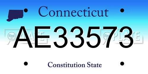 AE33573 Connecticut License Plate
