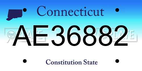AE36882 Connecticut License Plate
