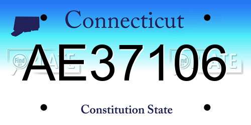 AE37106 Connecticut License Plate
