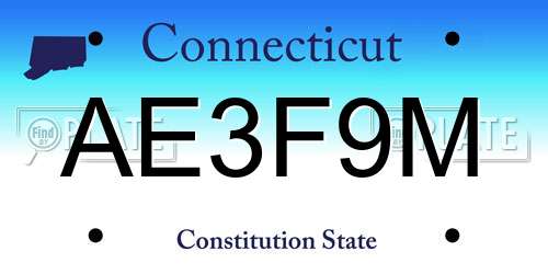 AE3F9M Connecticut License Plate