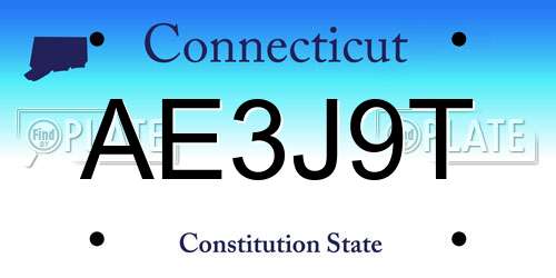 AE3J9T Connecticut License Plate
