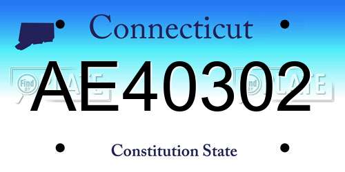 AE40302 Connecticut License Plate