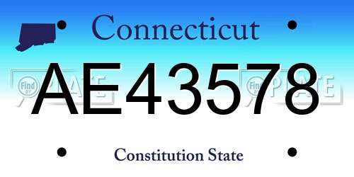 AE43578 Connecticut License Plate