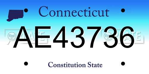 AE43736 Connecticut License Plate