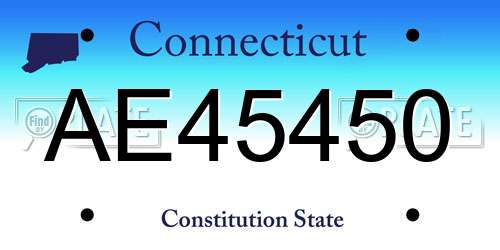 AE45450 Connecticut License Plate