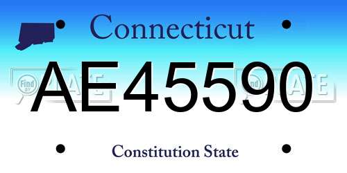 AE45590 Connecticut License Plate