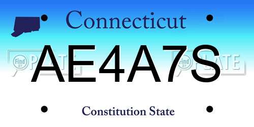 AE4A7S Connecticut License Plate
