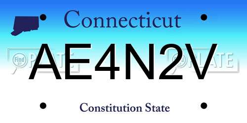 AE4N2V Connecticut License Plate