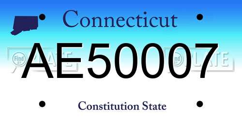 AE50007 Connecticut License Plate