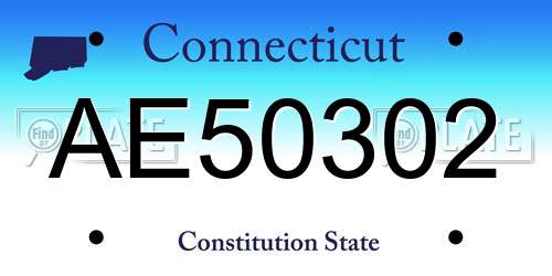 AE50302 Connecticut License Plate