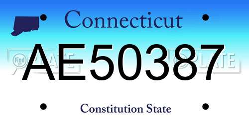 AE50387 Connecticut License Plate