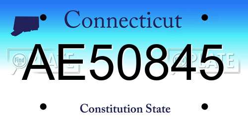 AE50845 Connecticut License Plate